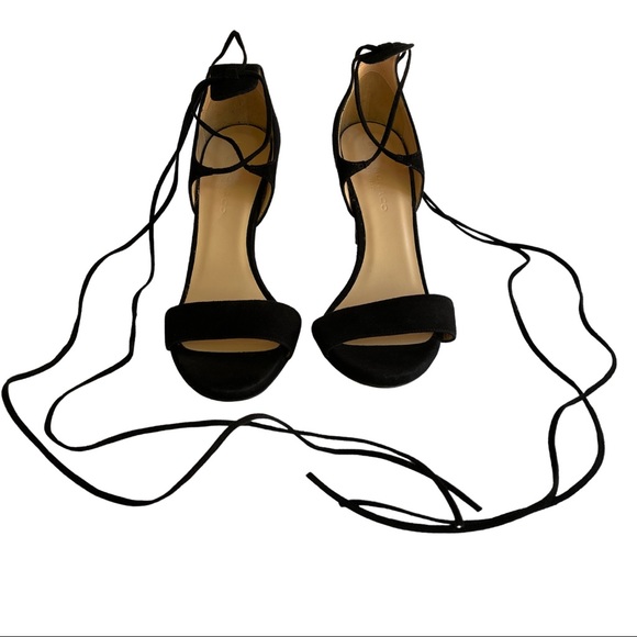 Club Monaco Shoes - 🆕 Club Monaco Black Suede Lace Up Heels Women's Size 37 (7) NWOB
